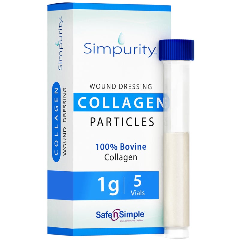 Simpurity Powdered Collagen Wound Dressing Box of Powder Vial 1g 5 Pack Wound Healing Supplement in Vials Healing Collagen Dressing for Wounds Powder Collagen Wound Healing Supplements